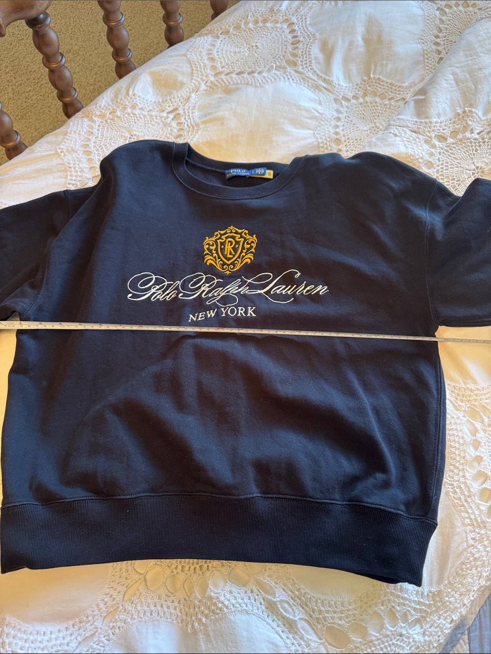 Polo by Ralph Lauren blackSweatshirt with Gold Crest and White Script Logo